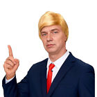 USA President Fancy Dress Costume Wig Red Tie Blonde Donald Trump Cosplay Adults