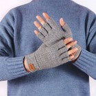 2X Mens Winter Thermal Knitted Half Finger Mittens Alpaca Wool Fingerless Gloves