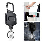 1X Heavy Duty Metal Retractable Carabiner Key Chain Ring Badge Holder Steel Cord