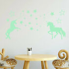Glow In The Dark Rainbow Moon Stars Unicorn Wall Sticker Kids Room Fun Decor