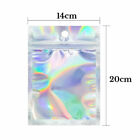 100PCS Rainbow Colour Holographic Storage Pouches Zipper Seal Foil Packaging Bag