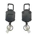 1X Heavy Duty Metal Retractable Carabiner Key Chain Ring Badge Holder Steel Cord