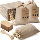 Natural Linen Burlap Drawstring Pouch Small Jute Sack Jewellery Gift Bag