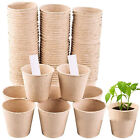 100X Biodegradable Seedling Pots Seed Garden Pots Cardboard Nursery Plant Labels
