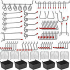 114PCS Pegboard Hooks Set Bins Peg Board Wall Hanger Garage Organizer Workshop