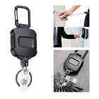 10PCS Heavy Duty Metal Retractable Carabiner Key Chain Ring Badge Steel Cord New
