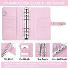 PU Leather Notebook Binder Pink A6 Budget Planner Organizer Cover Pockets Sheets