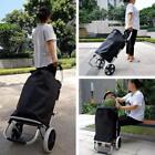 Foldable Aluminum Grocery Shopping Cart with Wheels Portable Basket Luggage Bag