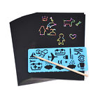 20X Sheets Scratch Paper Creative Art Rainbow Paper Sketch Book+Bamboo Pen Ruler