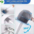 2Sets Bathroom Silicone Bristle Toilet Brush Holder Creative Cleaning Brush New