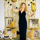 4Pcs/Set Balloon BABY Box Cube Clear Boxes Birthday Baby Shower Party Gift AU