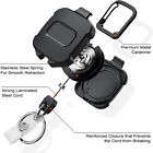 10PCS Heavy Duty Metal Retractable Carabiner Key Chain Ring Badge Steel Cord New
