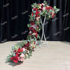 1.8M Wine Red Artificial Flower Arrangement Green Leaves Backdrop Flower Wedding