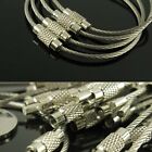 5Pcs Stainless Steel EDC Aircraft Cable Wire Loop Tag Key Chain Ring Screw Lock