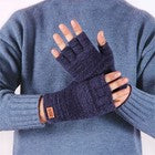 2X Mens Winter Thermal Knitted Half Finger Mittens Alpaca Wool Fingerless Gloves