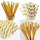 50pcs Foil Paper Straws Metallic Wedding Birthday Party Tableware Biodegradable