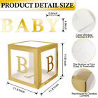 4Pcs/Set Balloon BABY Box Cube Clear Boxes Birthday Baby Shower Party Gift AU
