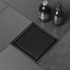 2X 100mm Tile Insert Square Smart Floor Grate Waste Drain Black Shower Bathroom
