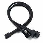 2-10X 1 to 3 Ways 4 pin PWM Fan Cable Splitter Sleeved Extension Extender Cable