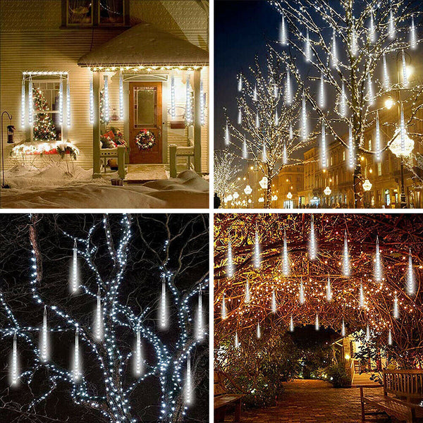 LED Solar Lights Meteor Shower Rain Christmas Tree String Lights Garden Outdoor