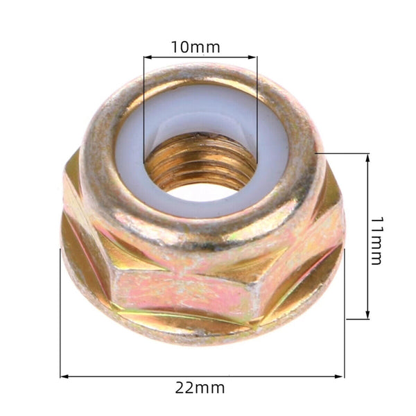 10Pcs M10x1.25 Left Hand Thread Locking Nut For Strimmer Brush Cutter Trimmer