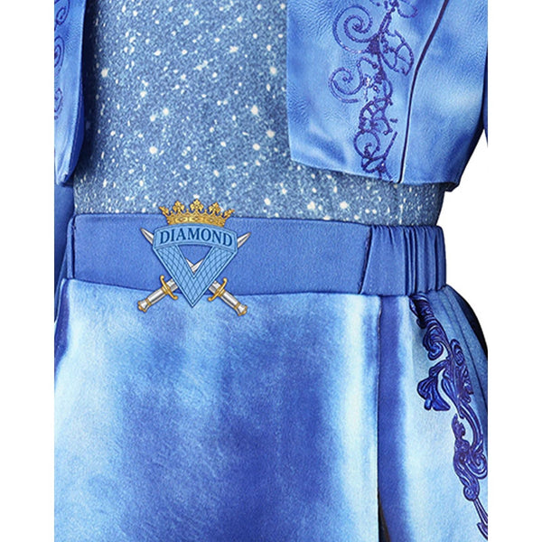 Close up of Descendants Chloe costume diamond crown belt emblem