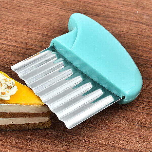 4x Stainless Steel Crinkle Cutter Wavy Vegetable Potato Chip Slicer Knife Blade