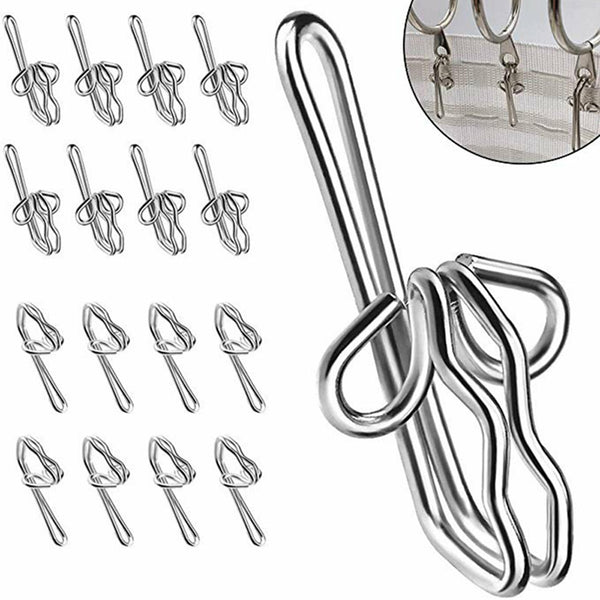 Pencil Pleat Curtain Hooks - Metal Gathering Hooks 28mm, Silver