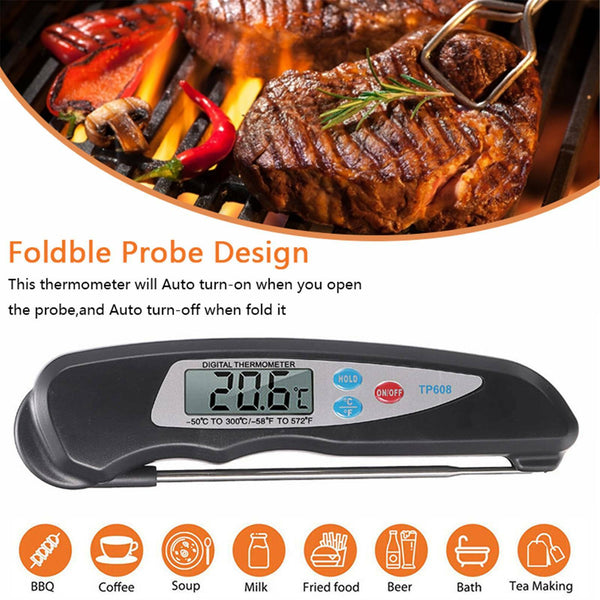 2PCS Foldable Digital Food Thermometer BBQ Meat Cooking Kitchen Temperature Probe