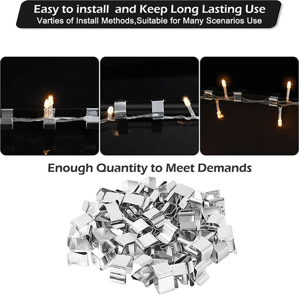 50PCS LED Fairy Lights Steel Gutter Hooks Metal Clips Christmas Party Clip TOOL