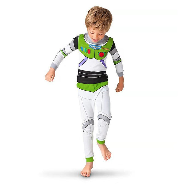 Boy wearing Buzz Lightyear Toy Story pyjamas