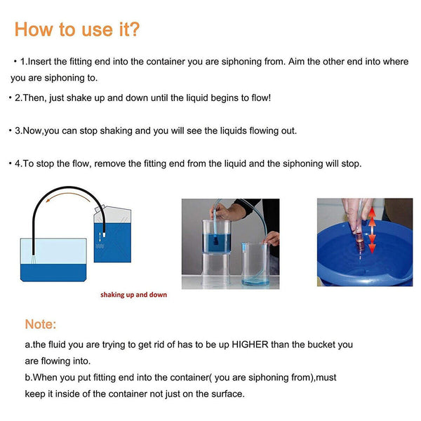 3 Meter Self Priming Siphon Hose Water Jiggler Liquid Transfer Fuel Hose Pump AU