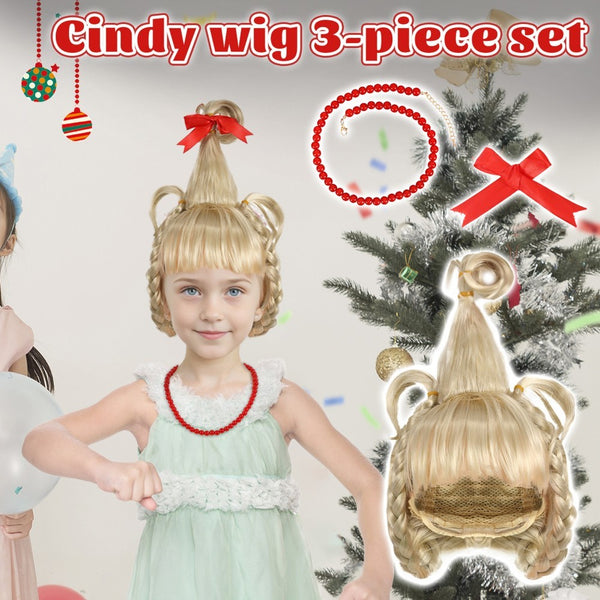 Cindy Lou Who costume cape neck tie fastening close up detail