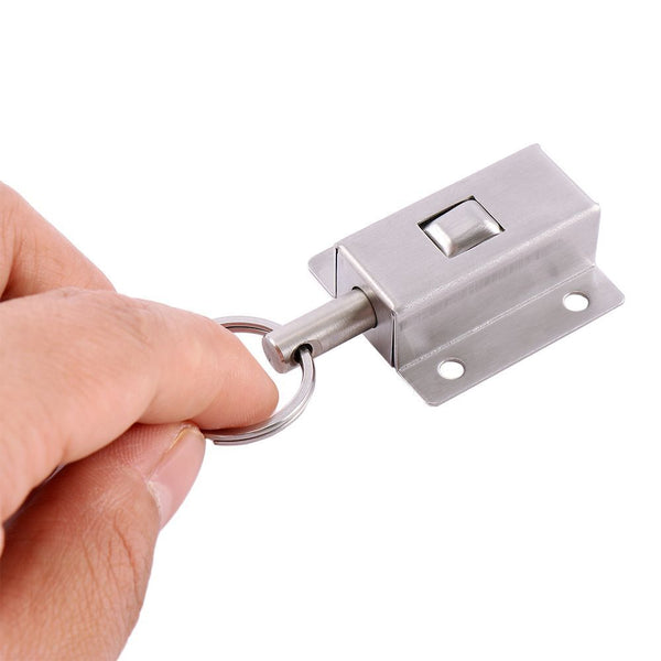1 PC Door Barrel Bolt Stainless Steel Ring-Pull Spring Loaded Sliding Latch New