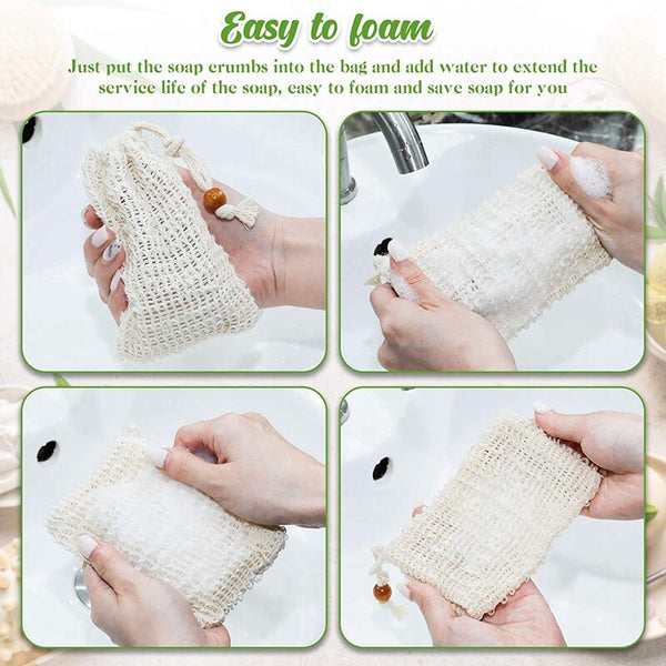 20pcs Ramie Soap Exfoliating Bags | Foaming Soap Saver Pouch with Drawstring