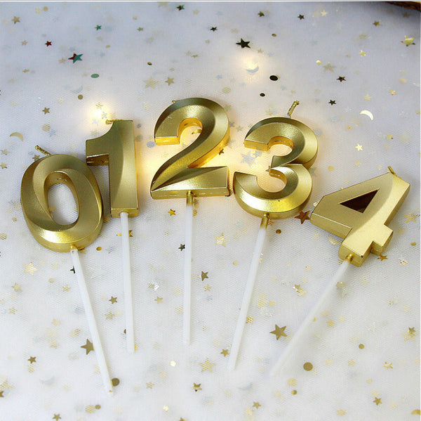Gold Number Birthday Candle Cake Topper Party Decoration 0-9