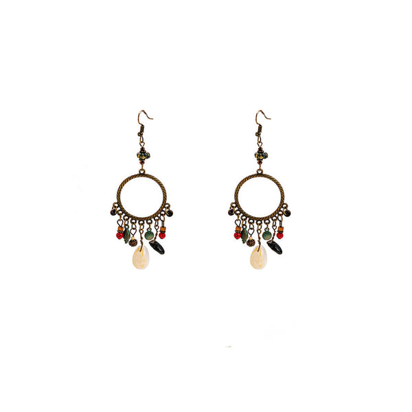 Bohemian Geometric Dreamcatcher Tassel Earrings Stylish Women's Fashion Jewelry