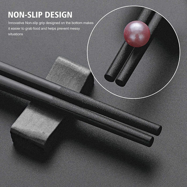 40Pairs Chopsticks Reusable Dishwasher Safe,Alloy Chop Sticks Non Slip Black