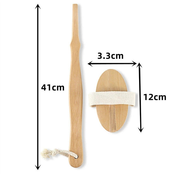 3PCS Long Handle Wooden Bath Brush Natural Bristle Back Scrubber Massager