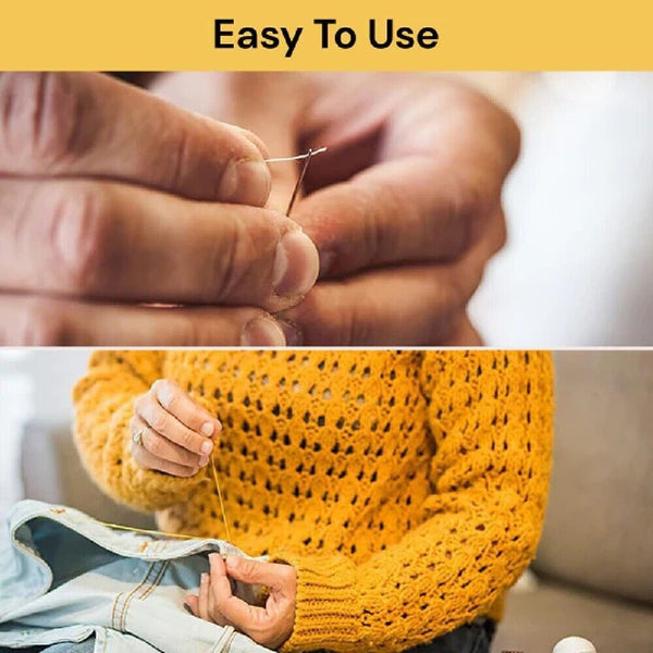 12 PCS Stainless Steel Self-threading Needles Opening Sewing Darning Needles AUS