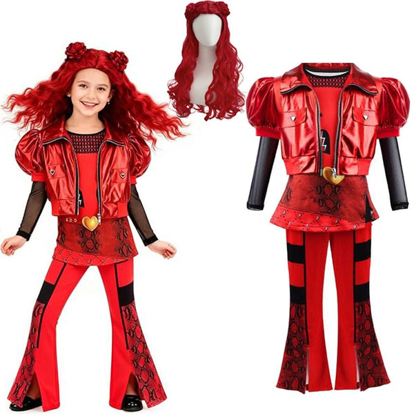 Descendants Costume Girls Kids – Rise of Red Book Week Cosplay Princess Dress with Wig