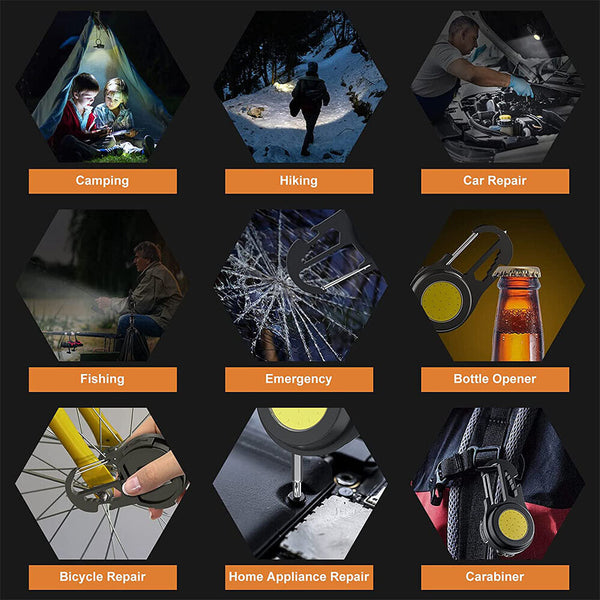 1/2x Pocket Torch COB Camping Rechargeable Keychain Work Light Mini Flashlight