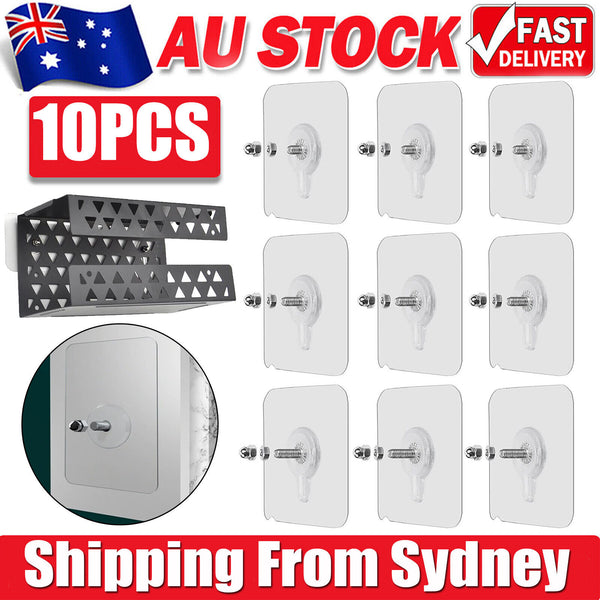 10x Punch-Free Self Adhesive Screw Sticker Wall Hanging Sucker Hook Nail Holder