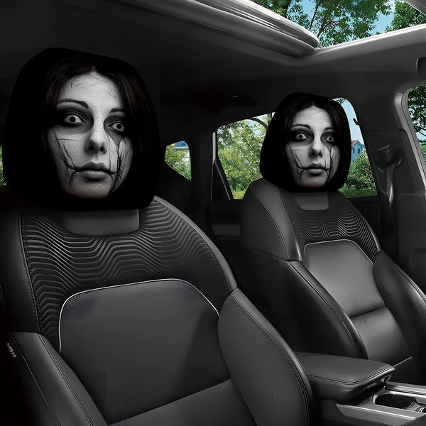 2PCS Funny Face Expressions Car Headrest Covers Automobile Interior