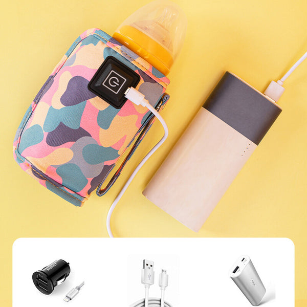USB Baby Bottle Warmer Portable Milk Heating Travel Pouch Thermostat Bag