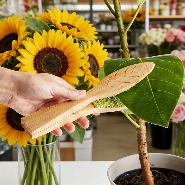 2PCS Wooden Plant Leaf Cleaning Tongs Indoor Plant Leaf Dust Cleaner 25CM