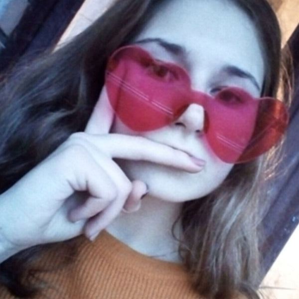 Love Heart Shape Sunglasses Party Clear Lens Rimless Festival Glasses Dress