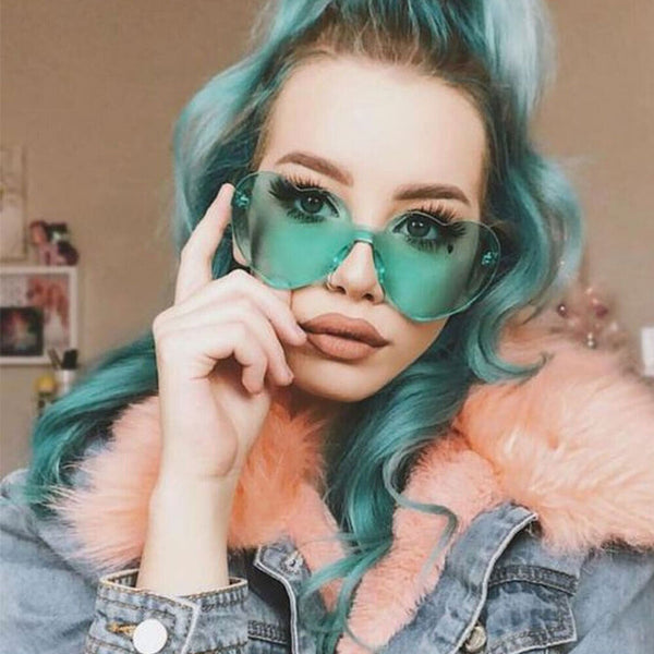 Love Heart Shape Sunglasses Party Clear Lens Rimless Festival Glasses Dress