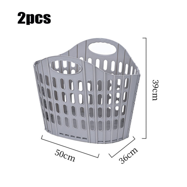 2PCS Foldable Laundry Basket Large Plastic Clothes Storage Hamper