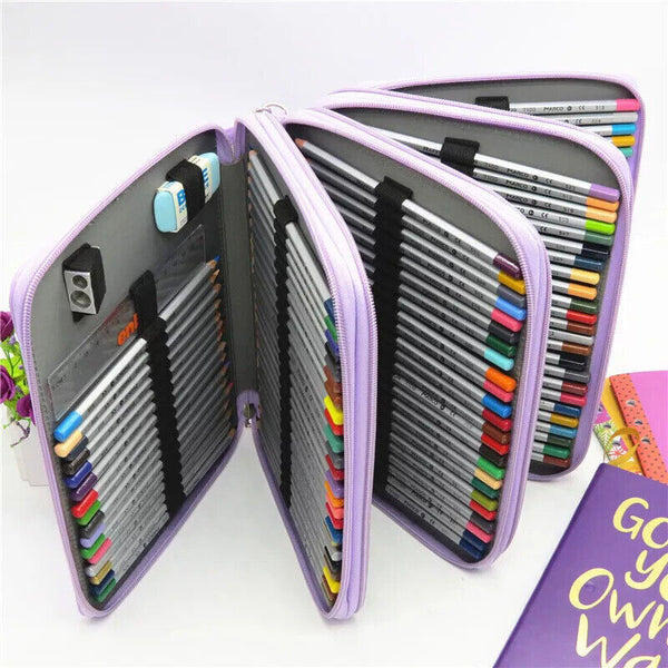 Large 168 Slot Pencil Case Foldable Storage Organizer Pen Makeup Bag Capacity